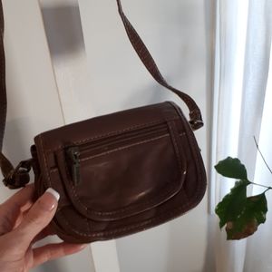 Roots brown leather crossbody purse